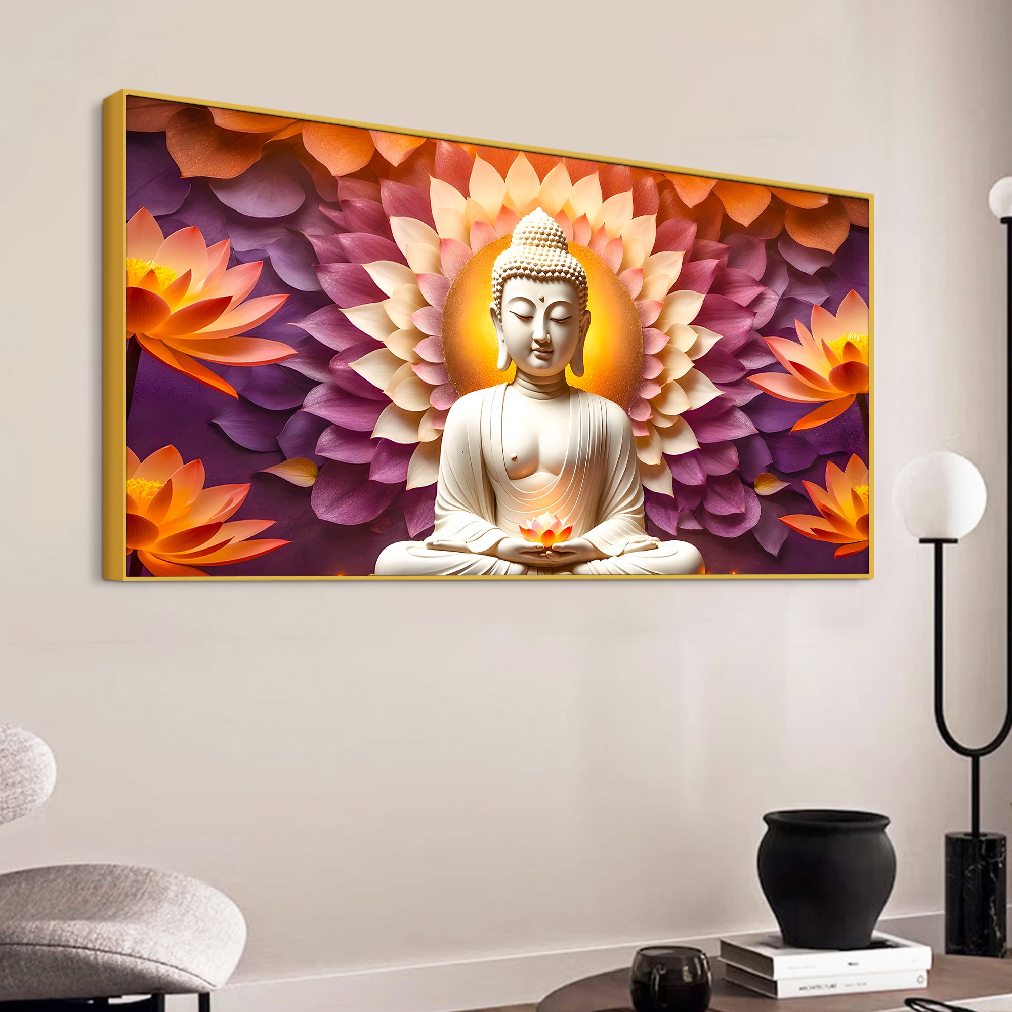 Serene Buddha Wall Painting on Canvas for Home Decoration