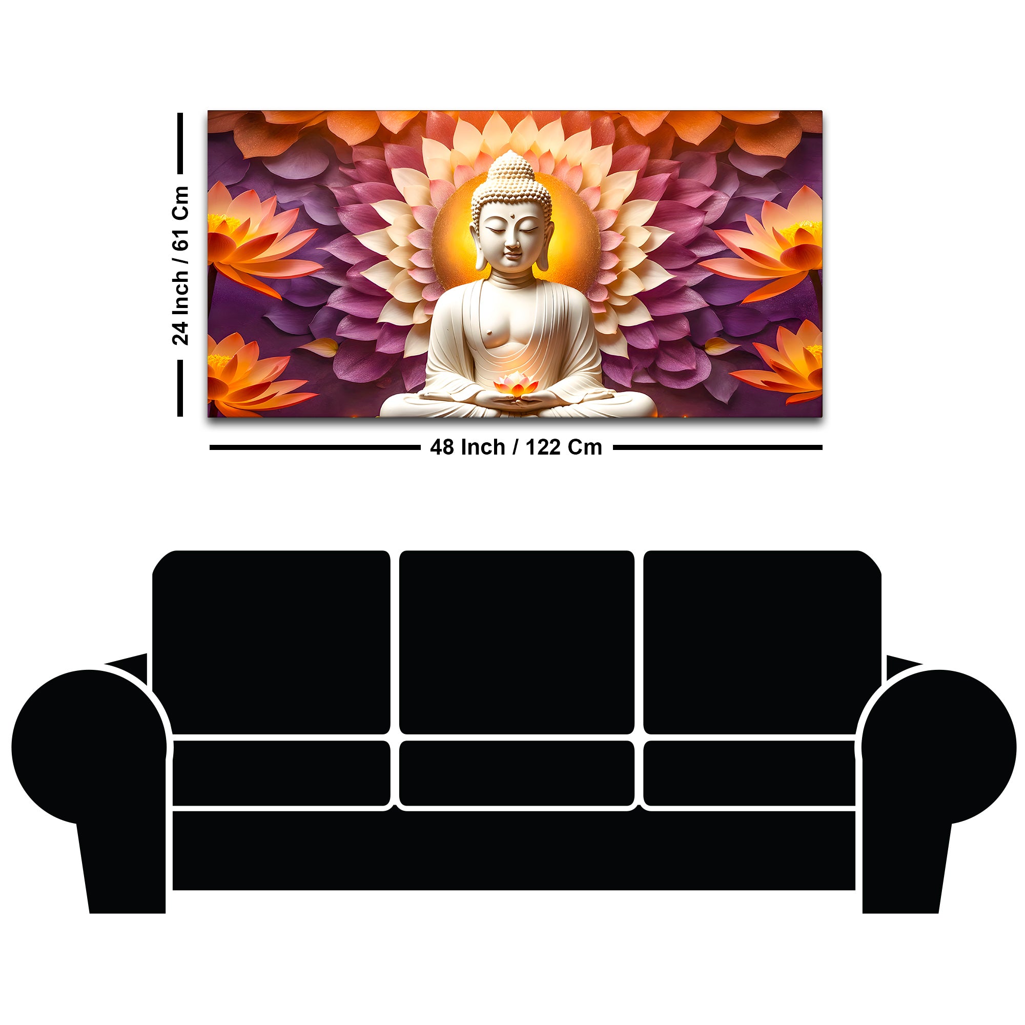 Serene Buddha Wall Painting on Canvas for Home Decoration