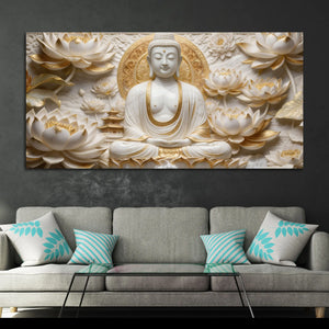 Serene Buddha with Lotus 3D Canvas Wall Painting