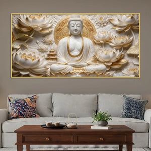 Serene Buddha with Lotus 3D Canvas Wall Painting