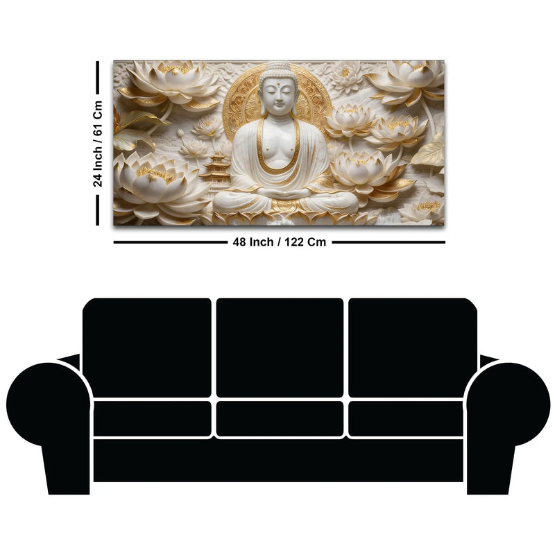 Serene Buddha with Lotus 3D Canvas Wall Painting