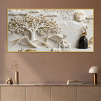Serene Deer Family Under Full Moon 3D Canvas Wall Painting