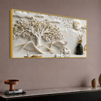 Serene Deer Family Under Full Moon 3D Canvas Wall Painting