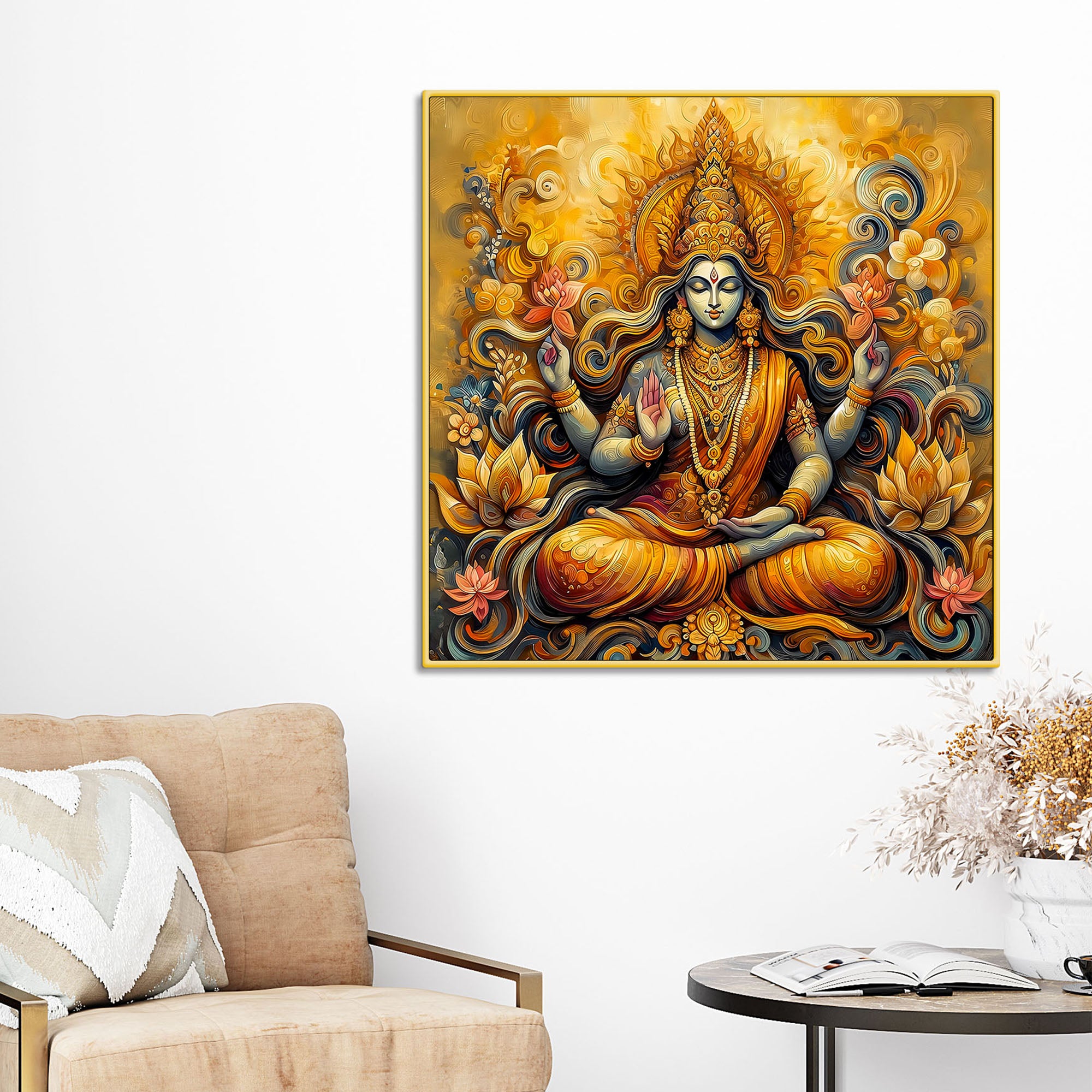 Serene Goddess Lakshmi Premium Canvas Wall Painting