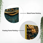 Serene Golden Blossoms and Tranquil Ocean Waves 3D Canvas Wall Painting