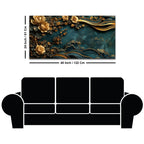 Serene Golden Blossoms and Tranquil Ocean Waves 3D Canvas Wall Painting