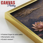 Serene Lord Buddha on Lotus 3D Bas-Relief Type Canvas Wall Painting