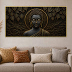 Serene Lord Buddha Under Bodhi Tree Metallic Look 3D Canvas Wall Painting
