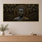 Serene Lord Buddha Under Bodhi Tree Metallic Look 3D Canvas Wall Painting