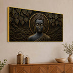 Serene Lord Buddha Under Bodhi Tree Metallic Look 3D Canvas Wall Painting