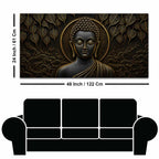 Serene Lord Buddha Under Bodhi Tree Metallic Look 3D Canvas Wall Painting