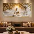 Serene Lord Buddha Under Golden Bodhi Tree 3D Canvas Wall Painting
