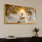 Serene Lord Buddha Under Golden Bodhi Tree 3D Canvas Wall Painting