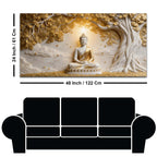 Serene Lord Buddha Under Golden Bodhi Tree 3D Canvas Wall Painting