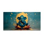 Serene Lord Shri Ganesh Sitted Peacefully in Meditation Creative Canvas Wall Painting for Home & Office Decor – Modern Devotional Wall Art