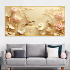 Serene Lotus Garden with Twin Songbirds 3D Canvas Wall Painting