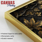 Serene Meditating Buddha with Golden Leaves Metallic Look 3D Canvas Wall Painting