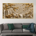 Serene Mountain Waterfalls & Golden Blossom Tree 3D Canvas Wall Painting