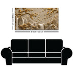 Serene Mountain Waterfalls & Golden Blossom Tree 3D Canvas Wall Painting