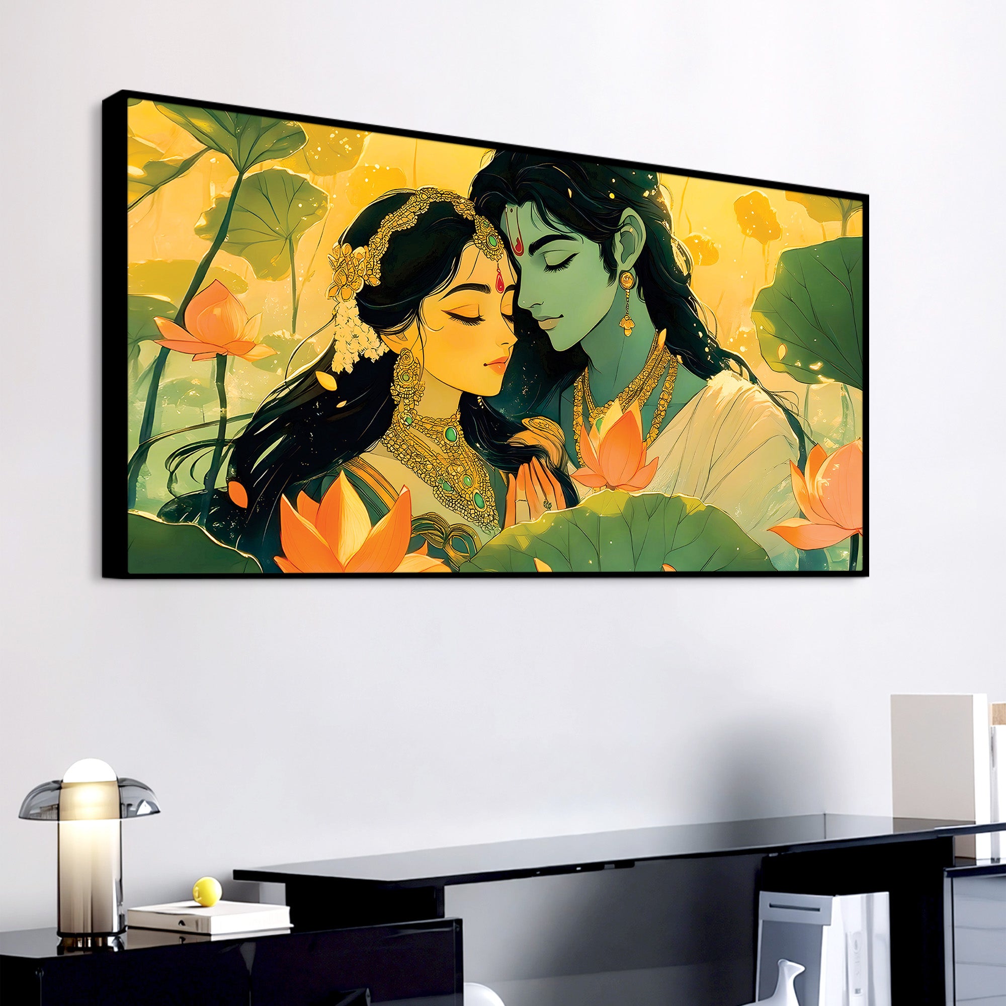 Serene Radha Krishna Canvas Painting for Bedroom & Living Room