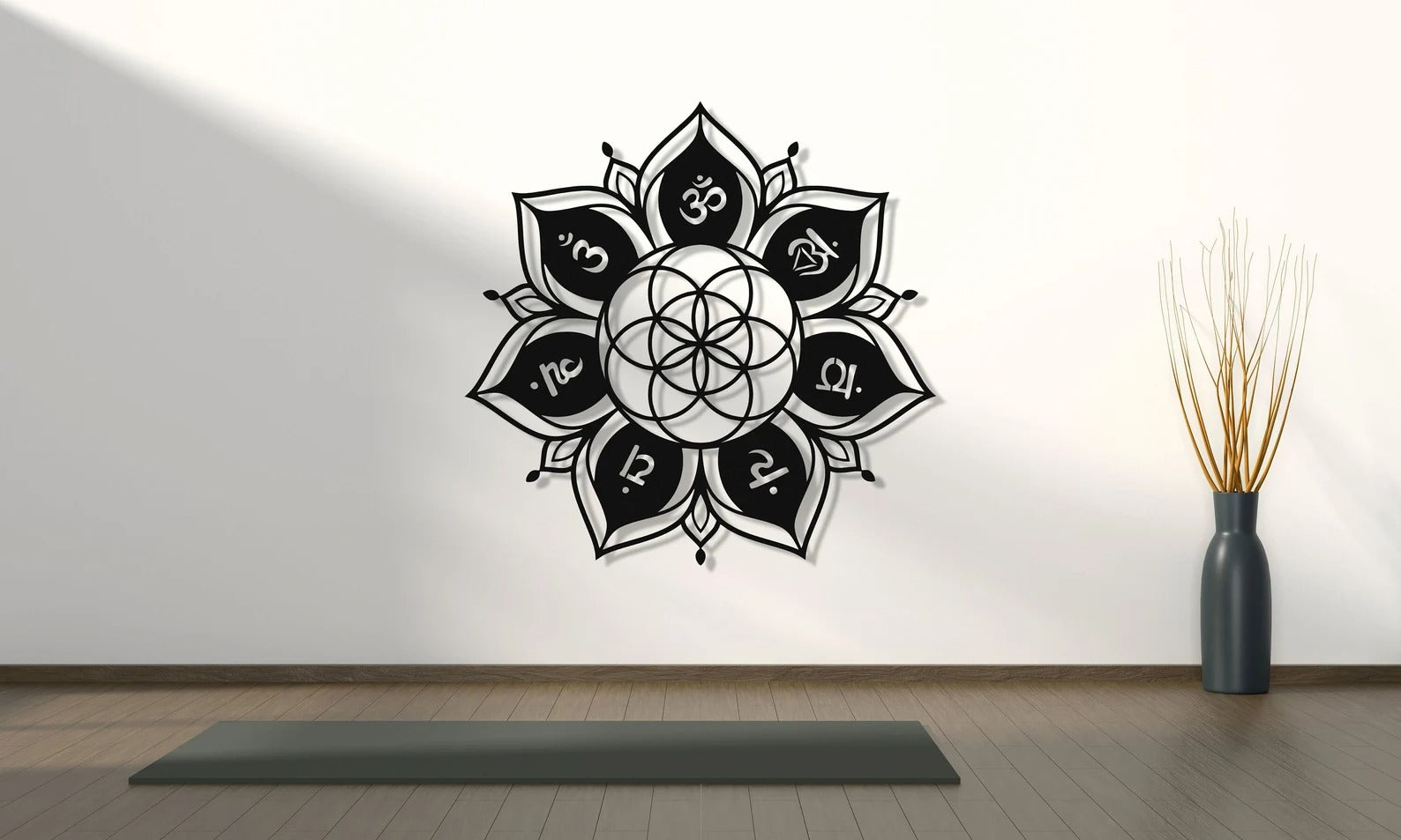 Seven Chakra Flower of Life Metal Wall Art Decor