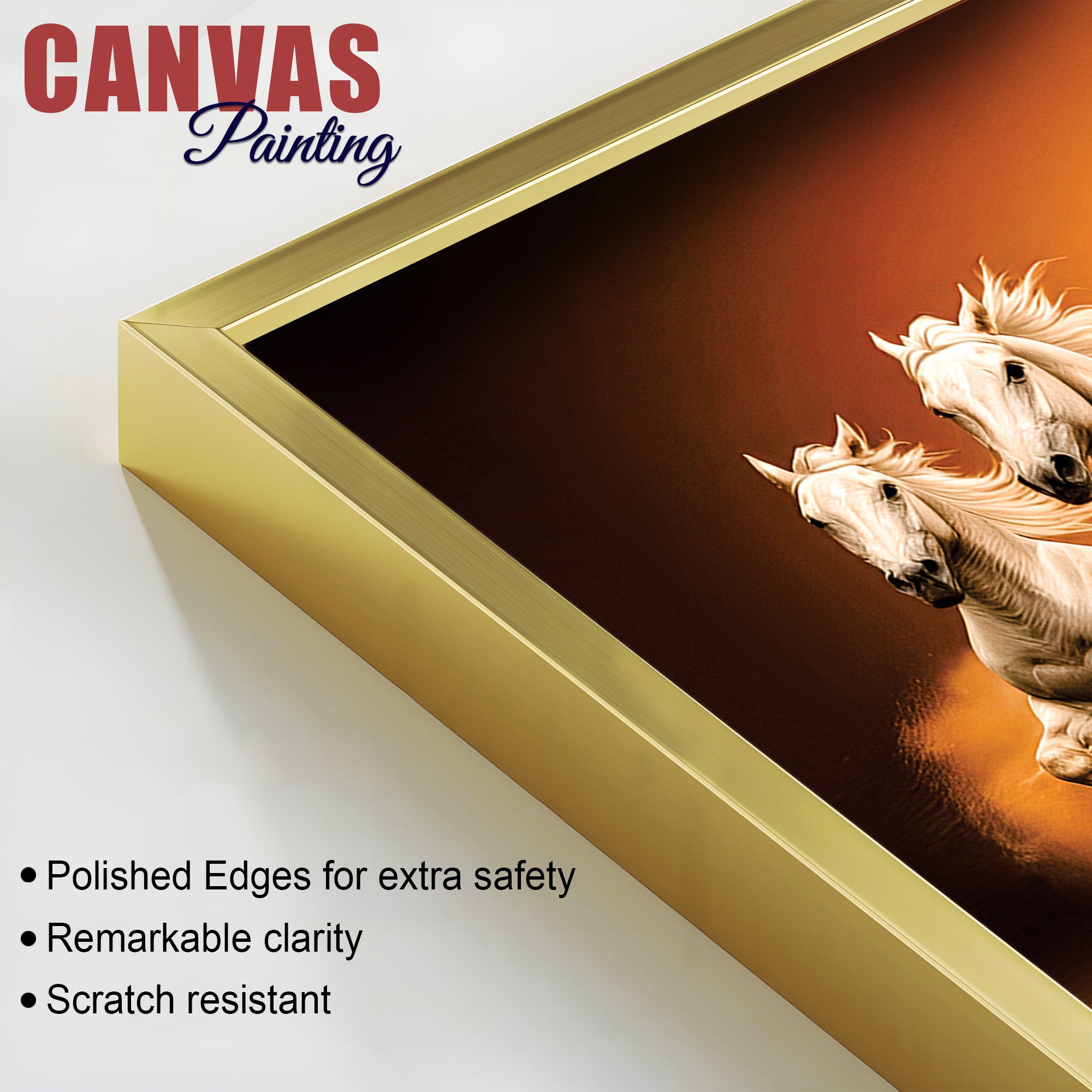 Seven Furious Horses Running at Dawn Canvas Wall Painting