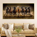 Seven Furious Horses Running Canvas Wall Painting
