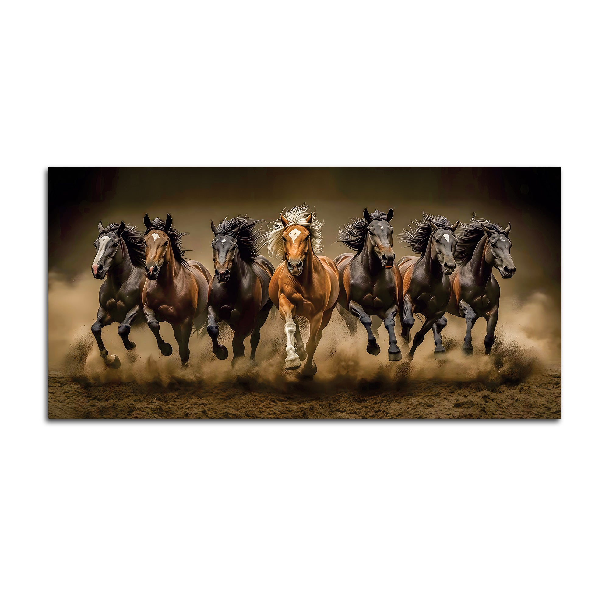 Seven Furious Horses Running Canvas Wall Painting