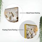 Seven Galloping White Horses Under Golden Sunrise 3D Canvas Wall Painting