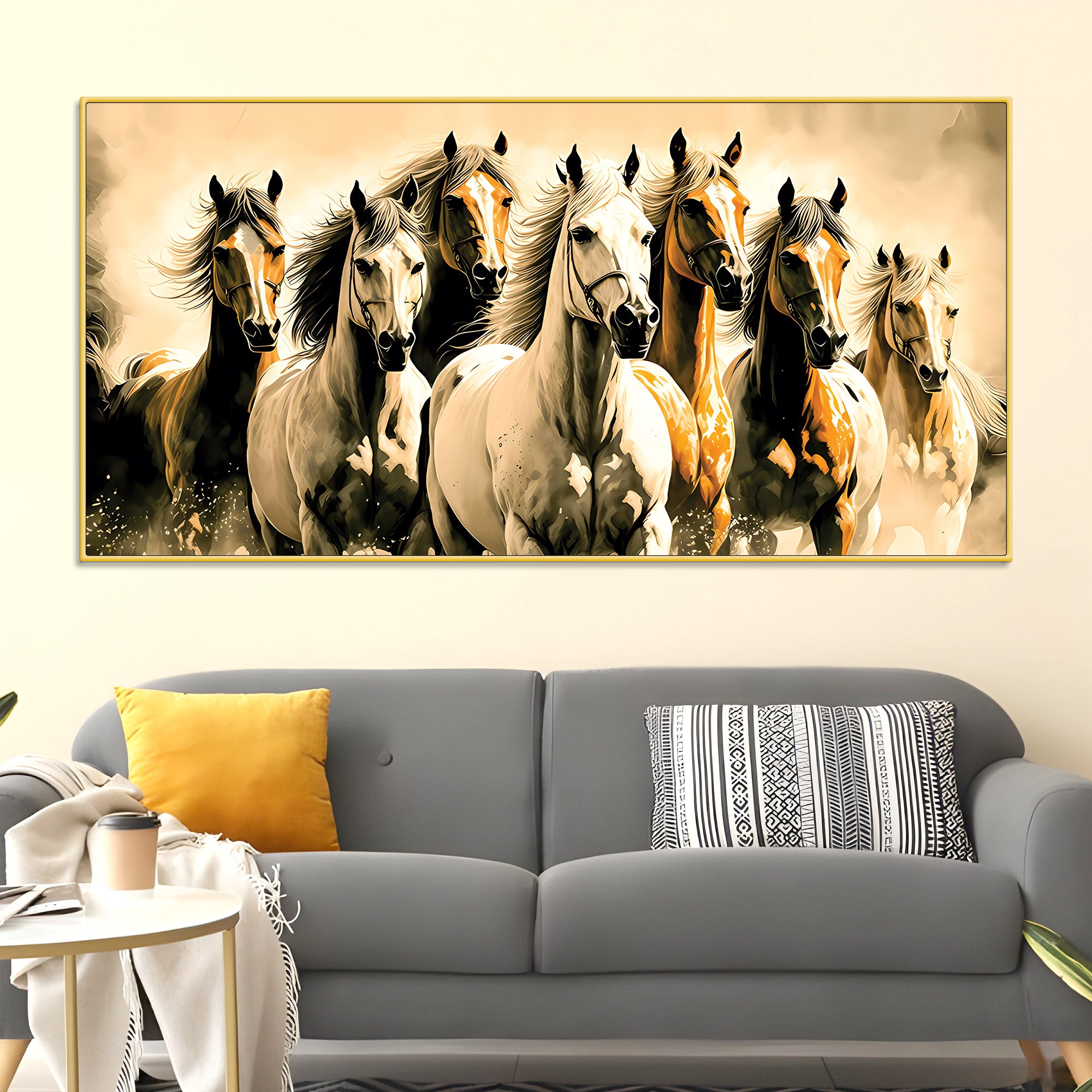 Seven Horse Herd Canvas wall Painting