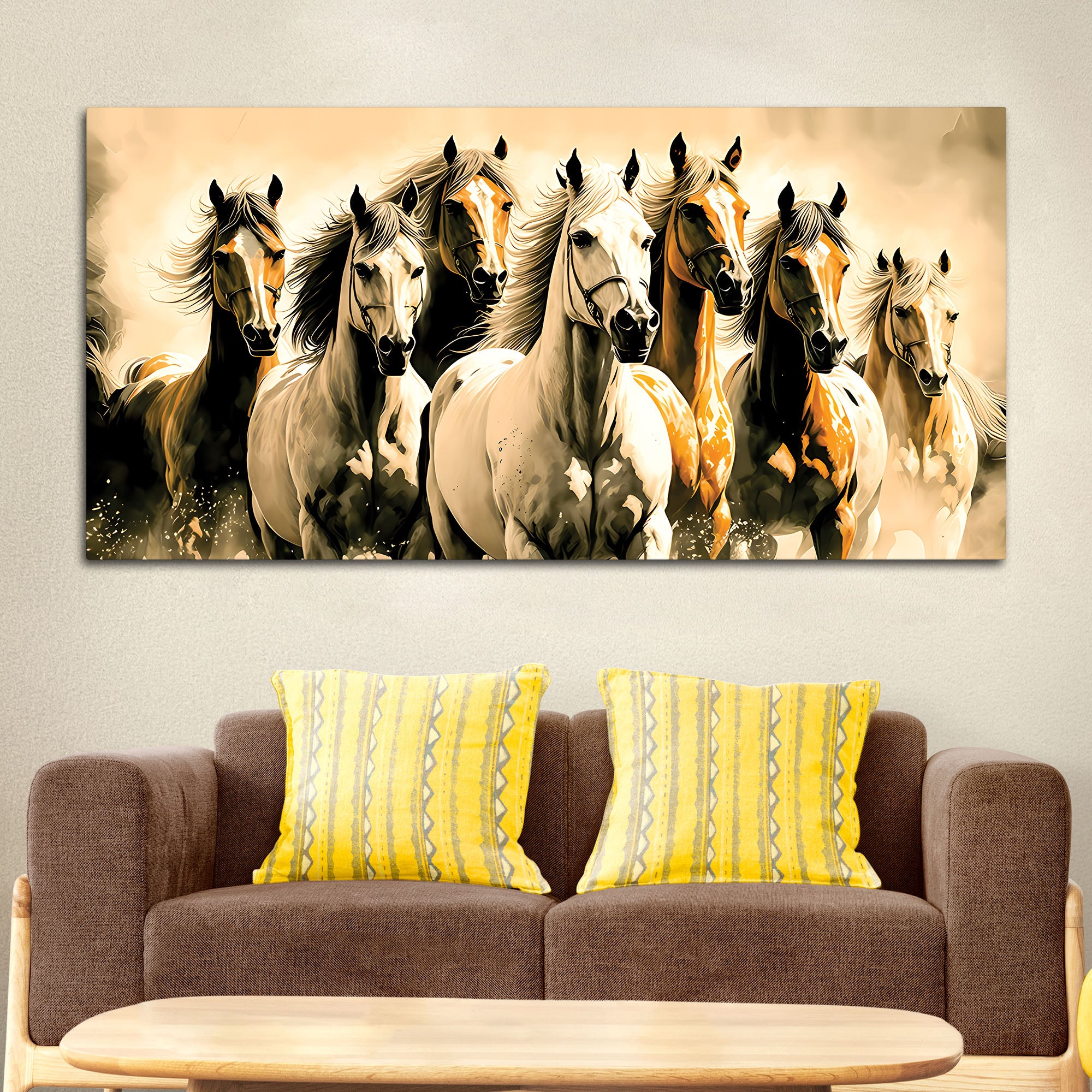 Seven Horse Herd Canvas wall Painting