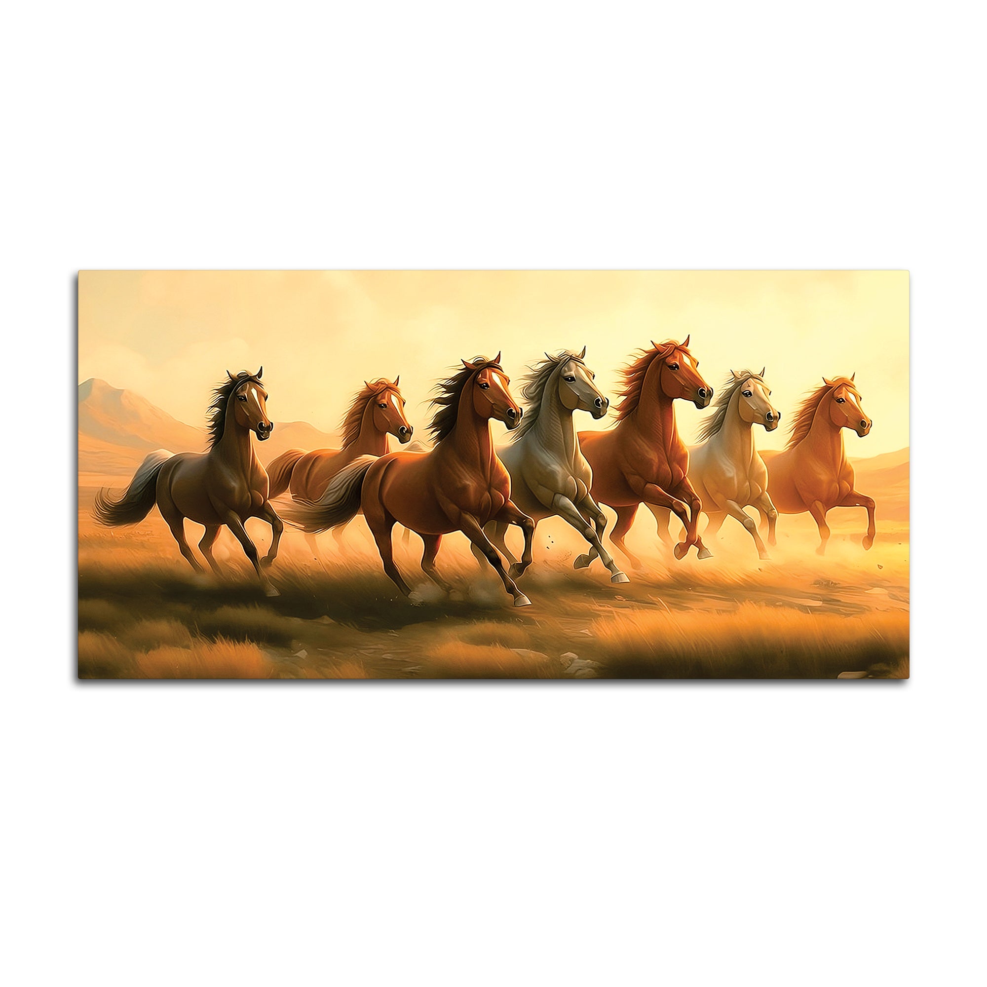 Seven Horse Running In The Field Canvas wall Painting