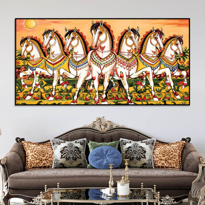 Seven Horses Folk Art Canvas wall Painting