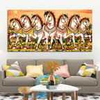 Seven Horses Folk Art Canvas wall Painting