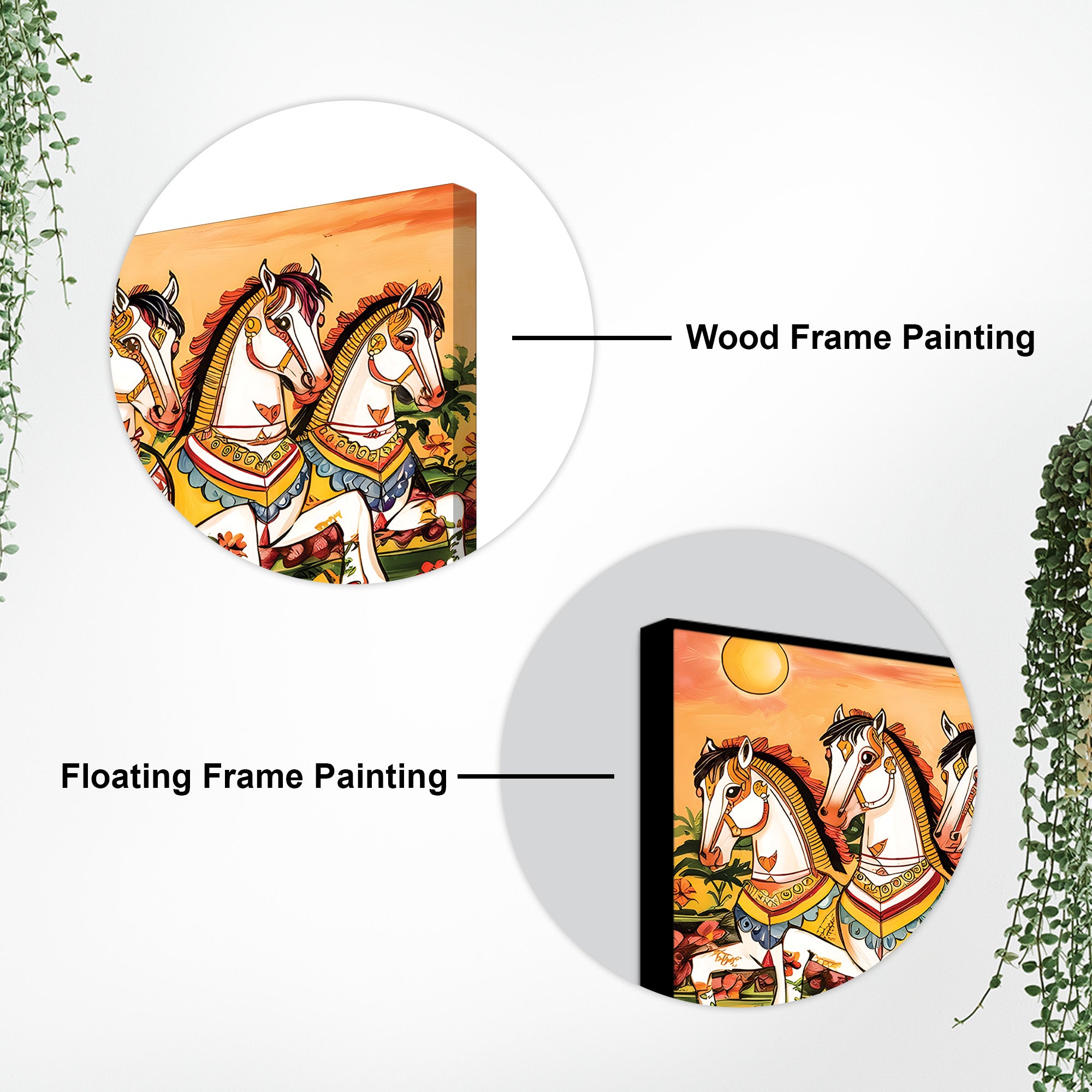 Seven Horses Folk Art Canvas wall Painting