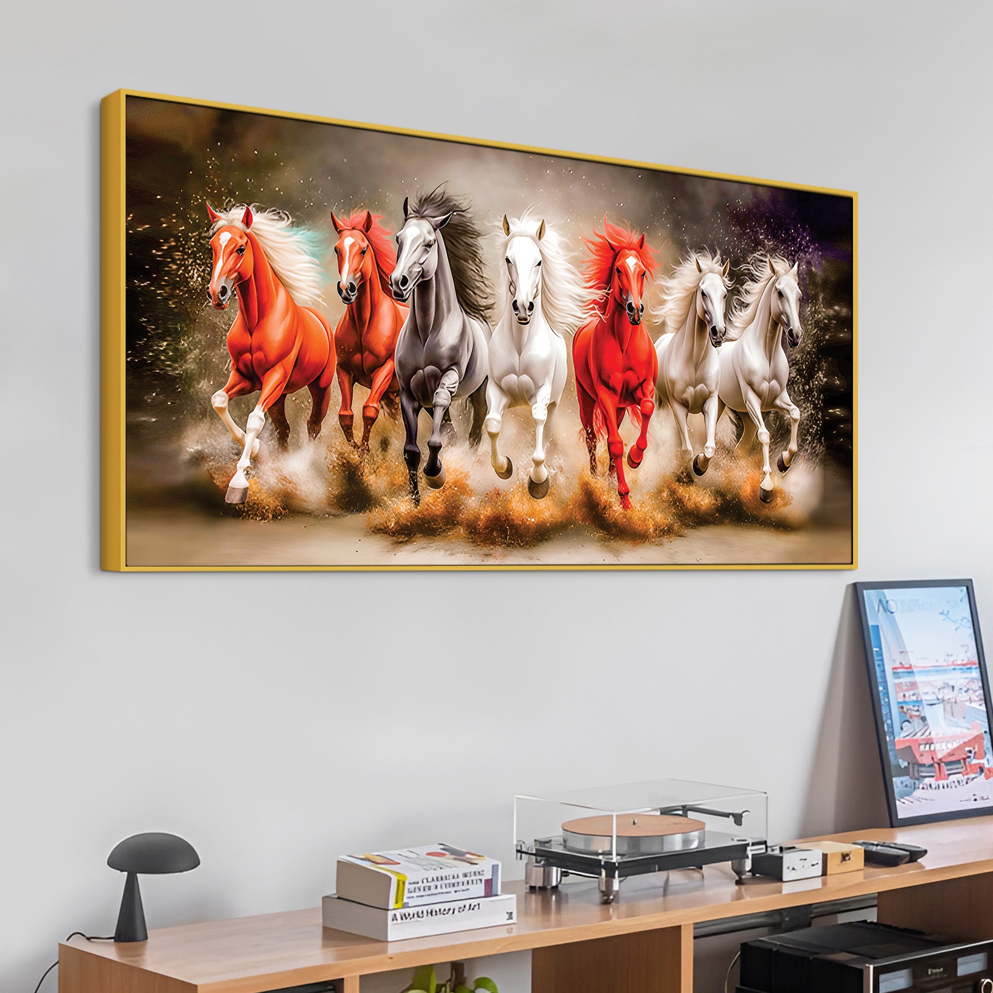 Seven Horses Running Art Canvas Wall Painting
