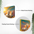 Seven Horses Running at Dawn Premium Canvas Wall Painting