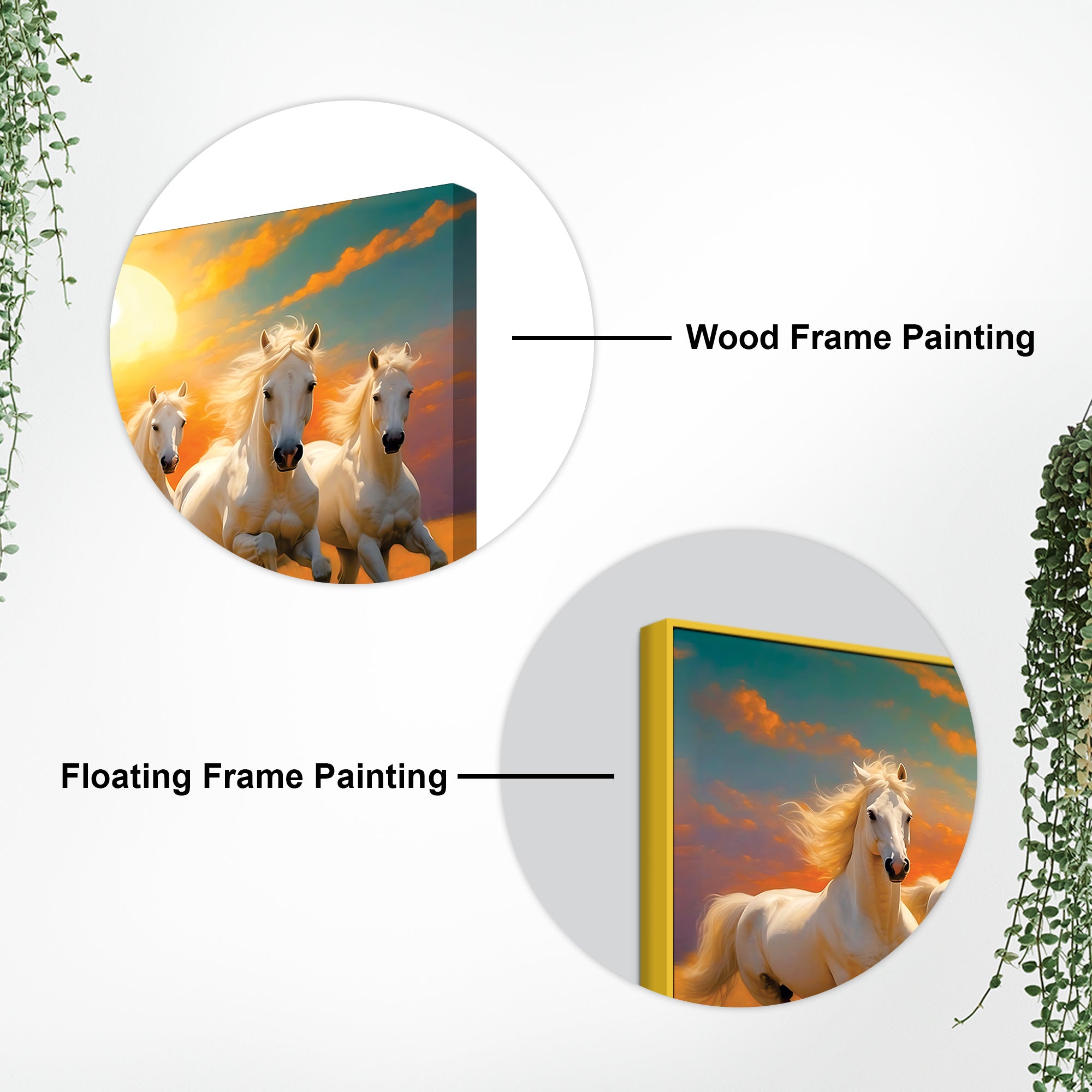 Seven Horses Running at Dawn Premium Canvas Wall Painting