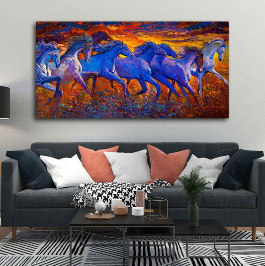 Seven Horses Running Canvas Wall Painting