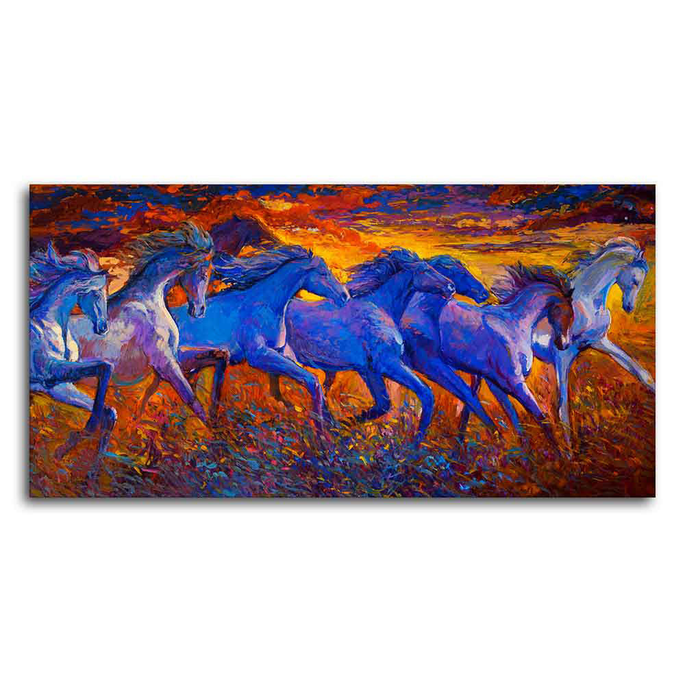 Seven Horses Running Canvas Wall Painting