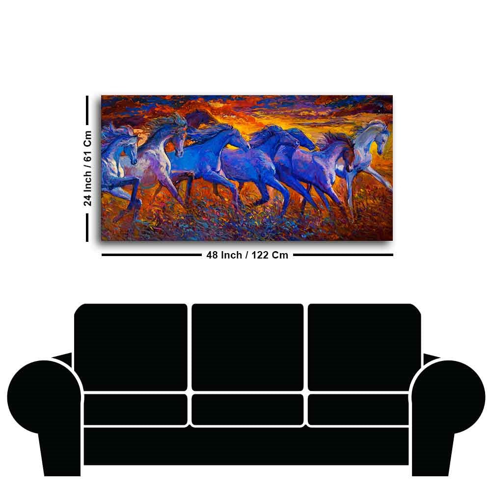 Seven Horses Running Canvas Wall Painting