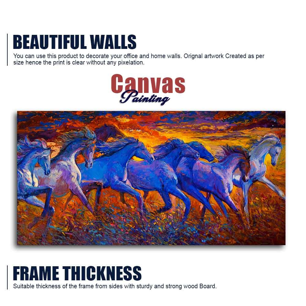 Seven Horses Running Canvas Wall Painting