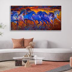 Seven Horses Running Canvas Wall Painting