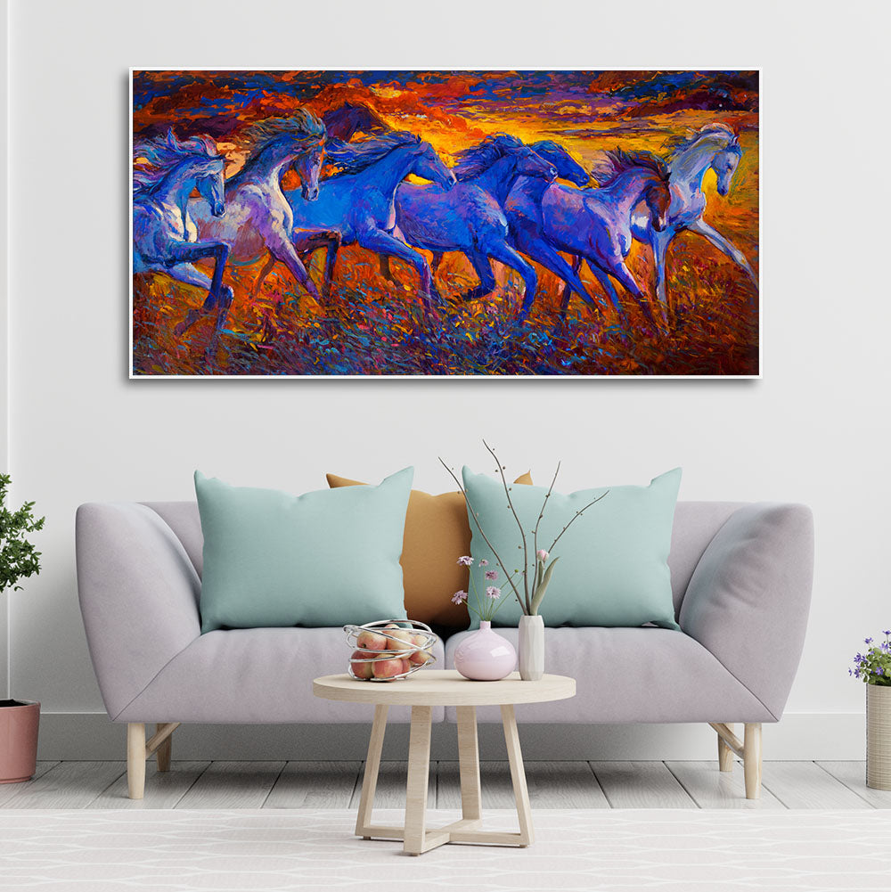 Seven Horses Running Canvas Wall Painting