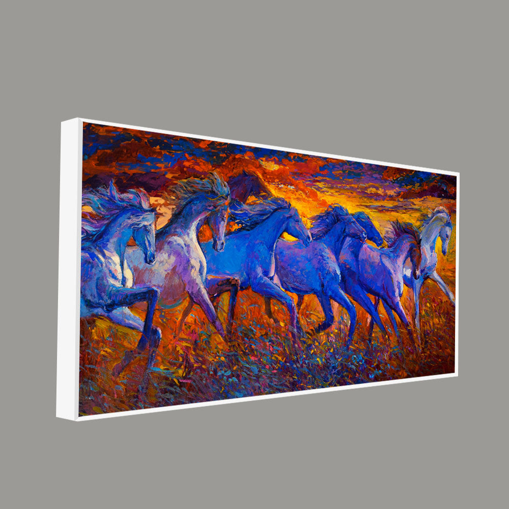 Seven Horses Running Canvas Wall Painting