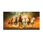Seven Horses Running in Desert Premium Canvas Wall Painting