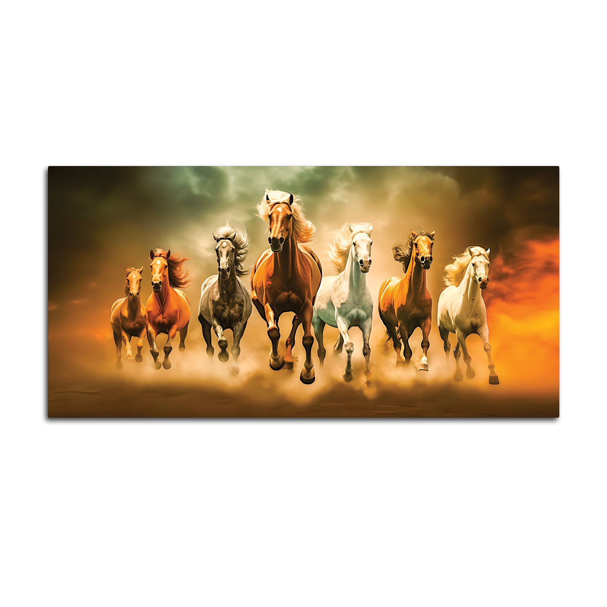 Seven Horses Running in Desert Premium Canvas Wall Painting