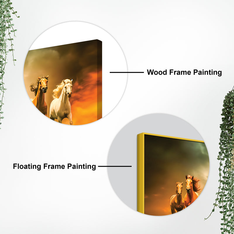 Seven Horses Running in Desert Premium Canvas Wall Painting