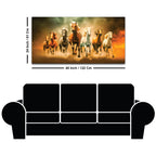 Seven Horses Running in Desert Premium Canvas Wall Painting