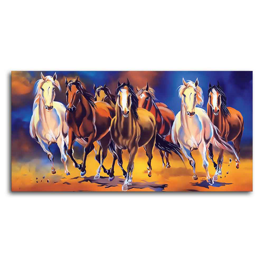 Seven Horses Running in Field Canvas Wall Painting